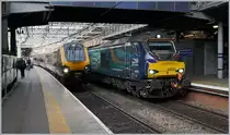 The DRS Direct Rail Services Calss 68 (68 025) and a Country Cross Class 220/221 in Edinburgh Waverley.
03.05.2017