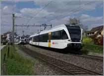 Thurbo GTW RABe 526 by crossing at the Berlingen Station.
23.04.2017