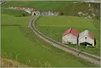 A Glacier Express from Zermatt to St Moritz near Hosepental.
29.08.2013