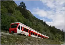 A TMR Regio Alps local train from Le Chable to Martingy between Sembrancher and Bovernier. 13.09.2017