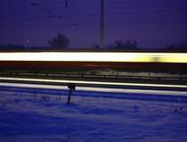 S-Bahn by night. Taken 2001 in Friedrichshagen.