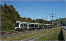 A BLS  Lötschberger  (two RABe 535) on the way to Bern by Mülenen. 
10.10.2018 