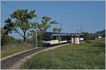 The MVR (MOB) ABeh 2/6 7506 on the way to Montreux by his stop in Chatelard VD. 15.09.2018
