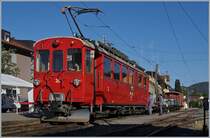 50 years Blonay -Chamby Railway - Mega Bernina Festival (MBF): the RhB ABe 4/4 35 with a Cargo train in Blonay. 09.09.2018