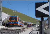 The MG Bhe 4/8 14 and 12 on the summit Station Generoso Vetta. 
27.09.2018