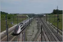 The TGV 9582 from Marseille to Frankfurt is arriving at the Belfort Montbeliard TGV station. 

06.07.2019