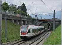 The SBB RABe 523 026 is arriving at Villenveuve. 

08.07.2019