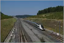 The SNCF TGV 4712, from Montpellier to Luxembourg is arriving at the Belfort-Montbéliard TGV Station. In the background the 816 meter long Viaduc de la Savoureuse. 

23.07.2019