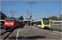 The DB 146 214-2 with is RE to Karlsruhe and the VT 622 463 to Friedrichshafen are waiting his departur time in Radolfzell. 

21.09.2019