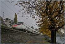 A SBB RABe 503 (ETR 610) on the way to Geneve near Villeneuve.

06.11.2018
