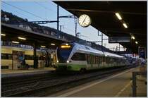 The SBB RABe 523 074 runs for the transN on a early morning in Neuchâtel. 

05.11.2019