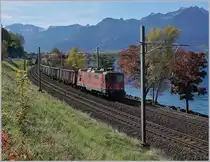 A SBB Re 420 297-4 with a Cargo train near Villeneuve. 

24.10.2017