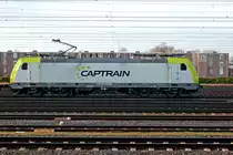 Side view on CapTrain 186 156 in Venlo on 21 December 2019.