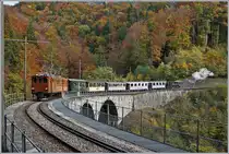 The Bernina Bahn Ge 4/4 81 by the Blonay Chamby Railway on the way to Blonay by Vers chez Robert.

27.10.2019