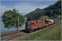 The SBB Re 4/4 II 11248 with a Cargo Service near Villeneuve. 

08.05.2020