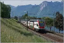 The SBB RABe 511 024 on the  way to St-Maurice by Villeneuve. 

08.05.2020