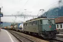 SBB 11491 banks an intermodal out of Erstfeld on 27 May 2007.