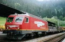 SOB 456 015 hauls a freight through Biberbrugg on 23 May 2004.