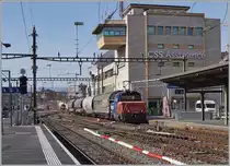The SBB Cargo Eem 523 200-2 with a Cargo Train in Lausanne. 

19.02.2021