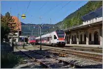 A SBB RABe 523 and in the background a TRAVYS Domino in Vallorbe. 
21.07.2022