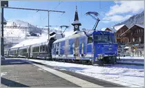 The MOB Ge 4/4 8002 with the GoldenPass Express 4065 from Interlaken to Montreux in Zweisimmen.

20.01.2023