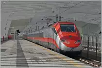 The FS Trenitalia ETR 500 044 Frecciarossa on the way to Milano Centrale by his stop in Reggio Emilia AV. 

14.03.2023