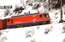 RhB Ge 4_4 644  Savognin  on 05.01.1995 near Berg�n.