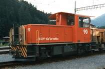 RhB Tm 2/2 90 on 5.08.1996 at Klosters.
