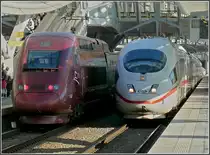 Two high speed trains taken at Li�ge Guillemins on May 30th, 2009.