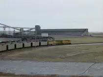 A UP train heads onto the staging track at Thunder Basin Coal Company in Northeast Wyoming 10 Nov 2003.