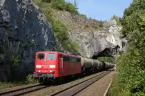 151 021 on 01.08.2009 near Etterzhausen by the Felsentor!