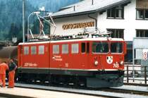 RhB Ge 6/6 705  Pontresina  on 05.08.1996 at Klosters. 
