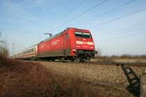DB 101 112-1 with IC2100 on 25.02.2009 between Appenweier and Windschl�g. 

