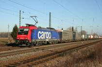 SBB Cargo 482 041-1 with an freight container train on 25. January 2009 at Niederschopfheim.