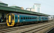A Arriva Class 158 in Cardiff Central Station. 
21.04.2010
