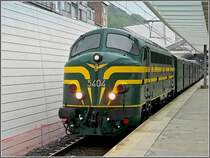 The heritage 5404 is leaving the station Li�ge Guillemins on May 18th, 2008.
