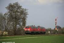 Two diesel locomotives (type 217 and 218) near Alt�tting/Bayern (Germany/2009)