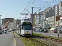 De Kusttram Nr 6007 is running through Blankenberge on its way to Knokke on April 10th, 2009.