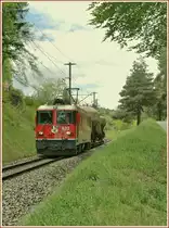 The RhB Ge 4/4 II 632 with a Cargo Train by Reichenau Tamins. 
10. 05. 2010 