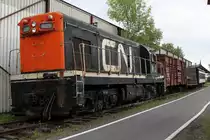 Narrow-gauge locomotive type G-8 CN 805 was built 1956 by GMD and operated in Newfoundland. 16.9.2010 in Delson,Qc.