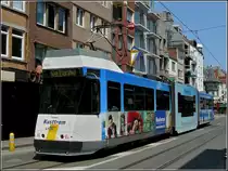 The Kusttram N� 6015 is running through De Panne on July 10th, 2010.
