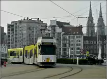 The Kusttram N� 6019 is arriving at the station of Oostende on April 12th, 2009.