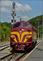 The heritage 1604 is running through the station of Troisvierges on June 23rd, 2009.