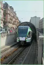 LEB RBe 4/8 is coming from the Underground of the street level.
01.03.2011