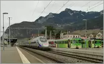 The FS ETR 610 don't makes a stop in Aigle to give connections to the TPC trains. 
13.03.2011