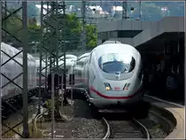 ICE unit is arriving at the main station of Saarbr�cken on June 22nd, 2009.