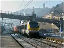 3007 with IR to Liers is leaving the station of Clervaux on the cold morning of March 3rd, 2004.