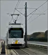 Kusttram N� 6049 photographed between Raversijde Bad and Middelkerke on March 27th, 2011.