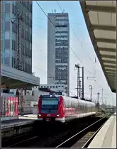 422 582-7 as urban train to Hattingen Mitte is arriving at the main station of Essen on April 2nd, 2011.