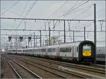 Four AM 96 are entering into the station of Hasselt on March 11th, 2011.